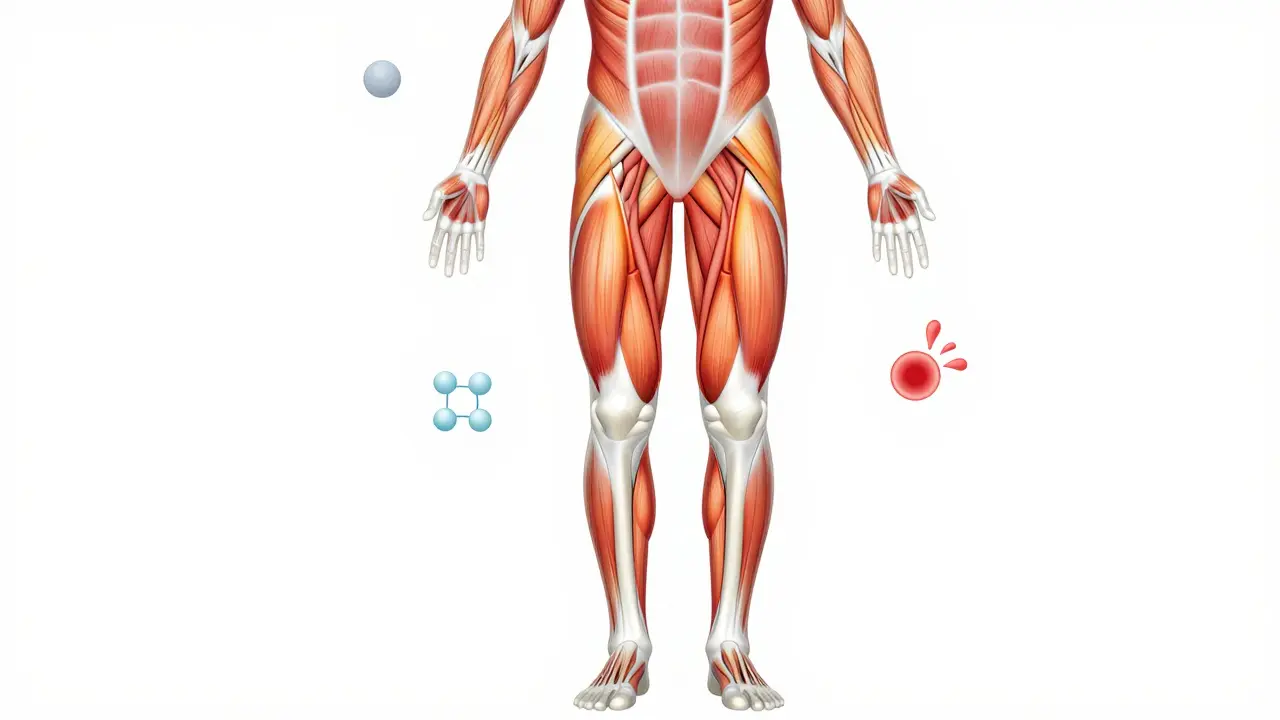 Illustration of tense muscles and improved blood flow