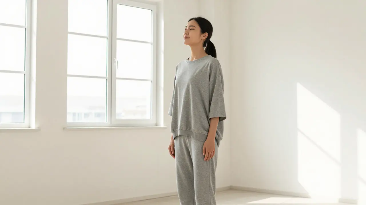 Person standing with improved posture and confidence after body therapy treatment