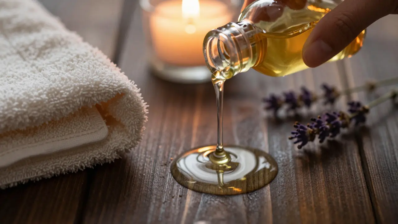 Coconut oil and towels for self-care ritual